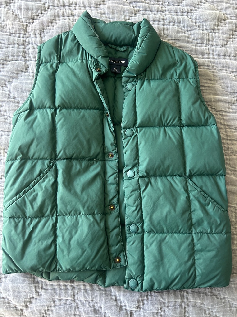 Lands' End Teal Quilted Puffer Vest
